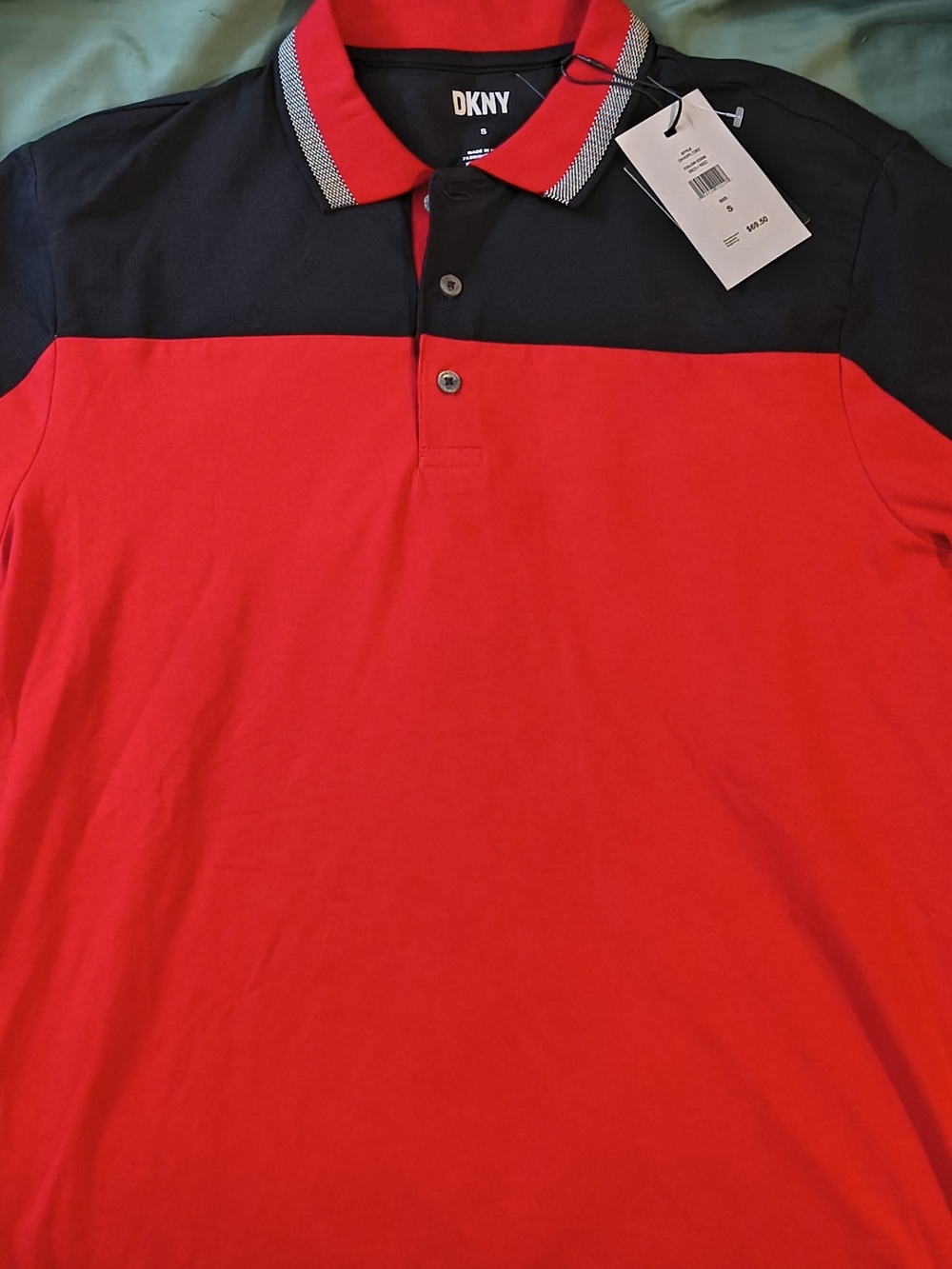 DKNY Men’s Red and Black Polo Shirt